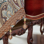 Luxury Vintage Design Table Runner 90 inches Long Embroidery Jacquard Fabric with Multi-Tassels Table Runners for Dining Room Dresser Wedding Holiday Party Fireplace Decorations (Coffee, 12X90inch)