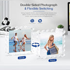 Acrylic Picture Frames .5×5inch 2Pack - Double-Sided Scalloped Photo Frame, 20mm Ultra-Clear Block, Modern Desktop Display for Home/Office Decor (2 Pack, 5X5)