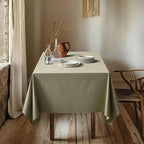 MIULEE Linen Cotton Blend Tablecloth Rectangle, Luxury Waterproof Stain Resistant Durable Farmhouse Oblong Table Cloth for Dining Party Weddings Birthday Events Boho Decor, 52 x 70 inch, Olive Green