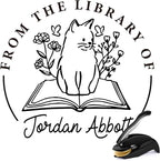 Personalized Book Embosser - Custom Library Stamp, Personal Gifts for Book Lovers, Readers, Teachers (Cat-27)