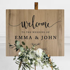 Andaz Press Large Wooden Welcome Sign for Wedding, Rustic Welcome Sign 16" x 20" Custom Names & Date Minimal Woodland Wedding Signage English Oak MDF Wood Finish Wedding Reception Indoor Outdoor Signs