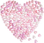 Homtable 150 Pieces Pink Red Acrylic Heart Table Scatter Vase Fillers, 5 Colors (5 Pink)