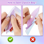 Funfery 100 Pack Gradient Holographic Bags,2.7×3.9In Mylar Resealable Bags with Zipper,Clear Window Packaging Pouch,Smell Proof Foil Bag for Food Storage,Sample Jewelry Baggies(Purple Blue)