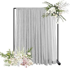 10FT x10FT Silver Metallic Spandex Backdrop, 1 Panel Glitter Sheer Photography Background, Stretchy Spandex Fabric for Wedding, Party, Baby Shower, Photo Booth Decor