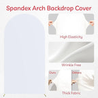 Arch Backdrop Stand Cover 5Ft White Thick Spandex Fabric Arch Backdrop Cover High Elasticity Fitted Round Top for Wedding Birthday Party Baby Shower Garden Decoration