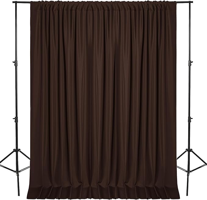 DWCN 10x8 FT Brown Backdrop Curtains for Parties, Photography Backdrop Drapes with Rod Pockets for Wedding Decorations Stage Birthday Family Gatherings, 2 Panels 5ft x 8ft