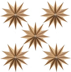 5 Pcs 12-Pointed Brown Paper Star Lanterns 12 Inch Hanging Lamp Rustic Paper Decorations Shade Scandi Home Party Decorations for Wedding Birthday Christmas