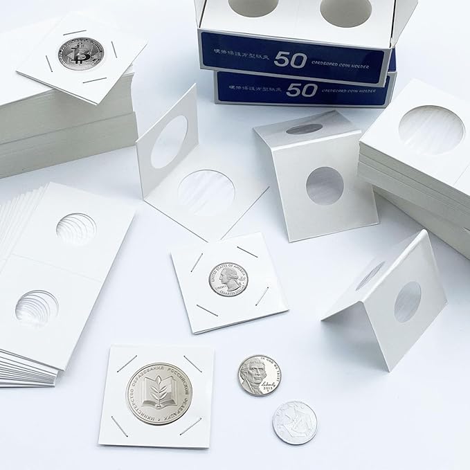 200 PCS Premium Cardboard Coin Flips 2 x 2 inch Coin Collection Supplies for Nickel, Mylar Coin Flips Coin Holders for Collectors (Nickel Coin Flips)