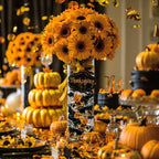 HappyFiller Halloween Decoration Acrylic Gems Fake Crystal Cubes Jewels Rocks for Vase Fillers, Centerpieces,Party Decor Ice Stones Table Scatter,Orange,Black and White,14 OZ