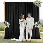Sugargirl 10x10FT Black Backdrop Curtains Polyester Photo Backdrop Drapes Curtains 2 Panels with Rod Pockets for Party Birthday Wedding Photography Home Decoration