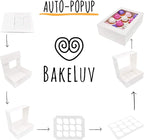 BAKELUV White 12 Cupcake Boxes, Cupcake Containers | 13x9.5x4, 50 Pack
