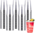 Goodluck 100PCS 10oz Plastic Cups for Party, Disposable Silver Plastic Cups, Cocktail Glasses for Wedding Thanksgiving, Christmas, and Parties