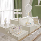 Buffet Risers, Food Risers for Buffet Table, Display Stand Shelf for Catering Dessert Collectibles Jewelry Figures Show, White Acrylic Cube Display Nesting Risers with Hollow Bottoms