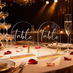 Arch Wedding Table Numbers 1-10 with Stands, 5” x 7” Elegant Acrylic Display Signs with Golden Text, Perfect Table Numbers for Wedding Reception, Centerpiece, Decoration, Party, Anniversary and Event