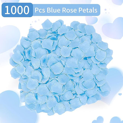 1000 Pcs Artificial Fake Rose Petals,Flower Petals for Romantic Night, Engagement, Party, Wedding, Event Flower Decorations, in Bulk(Light Blue)