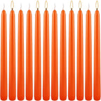 12-Pack Orange Taper Candles - 10 Inch Unscented Dripless Candlesticks, Long Burning for Halloween, Thanksgiving, Fall Decor & Dinner Parties