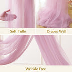 Wedding Arch Draping Fabric Backdrop 2 Panel 30" x 19Ft Dusty Rose Drapes Curtains for Wedding Reception Sheer Tulle Backdrop Curtain for Ceremony Birthday Party Baby Shower Arbor Ceiling Decorations