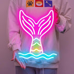 Mermaid Tail Neon Sign Dimmable Mermaid Neon Signs for Wall Decor, USB Powered Bright LED Mermaid Lamps for Girls Bedroom, Birthday Christmas Decor, Perfect Gifts for Girls(15.7*12.6inches)