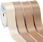 Ribbli Champagne Satin Ribbon 1 Inch x 4 Rolls Total 40 Yards-Ivory Champagne Ribbon for Gift Wrapping Craft Wedding Decoration