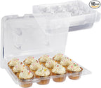 Cupcake Carriers for 12 Cupcakes,Premium Crystal-Clear Cupcake Boxes - 12 Sets of 10-Pack Standard Size, Easy Access, Eco-Friendly