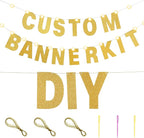 TaoBary 112 Pcs DIY Letter Kit Glitter Customizable Banner Letters Include 107 Letters and Numbers 3 Rope and 2 Needles for Birthday Halloween Christmas Wedding Valentine Party Decor(Gold)