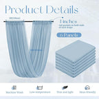 6 Panels Dusty Blue Ceiling Drapes for Wedding, 5ftx20ft Ceiling Drapes Cheesecloth Sheer Fabric Curtain Wedding Arch Draping Fabric Romantic Ceilings Decorations for Weddings Party Ceremony Stage