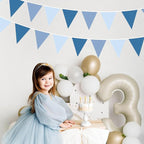 32Ft Retro Blue Party Decorations Dusty Blue Triangle Banner Flag Pennant Fabric Garland Streamers for Nautical Birthday Ahoy Achor Baby Shower Under The Sea Summer Graduation Nautical Party Decor