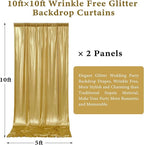 Outpain 10x10ft Gold Sequin Backdrop Curtains -Heavy Duty Gold Photography Backdrops with Non-Shedding Glitter, Wrinkle-Free Stage Drapes for Wedding/Christmas/Studio Shoots (5x10ft 2 Panels)