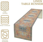 Boho Floral Vintage Table Runner, Orange Retro Flower Rustic Country Farmhouse Abstract Pattern for Home Kitchen Table Decor Dining Coffee Room Party Decor 13x90in