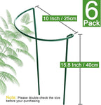 HiGift Plant Support Stakes, 6 Pack Metal Peony Cages and Supports, Garden Stakes Plant Support Cage, Large Plant Support Ring for Outdoor Indoor Snake Plant Peony Rose Flowers Vine (10" W x 15.8" H)