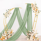 Socomi Wedding Arch Draping Fabric 1 Panel 29" x 19Ft Sage Green Sheer Chiffon Curtain Drapes 6 Yards for Wedding Ceremony Birthday Party Decoration
