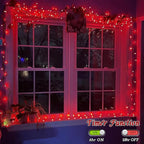 YEGUO 66ft 200 LED Red Halloween Lights Outdoor Waterproof, Green Wire Christmas String Lights Indoor, 8 Modes Twinkle Tree Light Plug in with Timer Memory