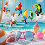 6 Pieces Tropical Birds Honeycomb Cutouts, Large Parrot Hanging Decor Parrot Honeycomb Paper Cutouts for Summer Luau Rainforest Tropical Party Decorations