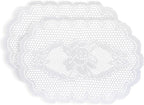 2PCS Oval Lace Placemats for Dining Table, White Lace Placemats Doilies, Embroidered Table Mats Farmhouse Cup Mat Vase Mat, 12x17 Inch