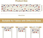 4th of July Table Runner, American Stars Patriotic Independence Day Table Runner for Indoor Outdoor Party Home Kitchen Dining Table Decor, Blue Red, 13x120inch