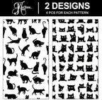 JarThenaAMCS 8 Sheets Cat Wrapping Paper - Not Roll - Cartoon Black Cat Gift Wrap Paper Folded Flat Decorative DIY Craft Art Paper for Halloween Birthday Holiday Party Supplies