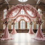 Wokceer Dusty Rose Wedding Arch Draping Fabric Backdrop 3 Panels 28.7" X 20FT Sheer Drapes Fabric for Wedding Arbor Ceremony Party