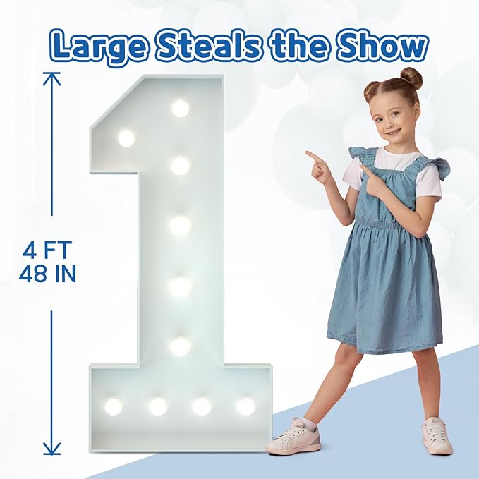 Marquee Numbers 4 Feet Tall Big Light Up Numbers 20th Birthday Decorations Women Men Graduation Decorations 2025 White Anniversary Party Decor Large Cardboard Prop Backdrop Sign 20