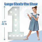 Marquee Numbers 4 Feet Tall Big Light Up Numbers 25th Birthday Decorations Women Men Graduation Decorations 2025 White Anniversary Party Decor Large Cardboard Prop Backdrop Sign 25