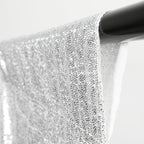 Poise3EHome 8Ft x 8Ft Silver Sequin Backdrop, Glitter Thick Satin Background Drapes, Sparkly Opaque Photography Curtain Backdrop for Wedding Party Festival Decor