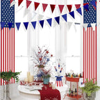 30 Ft Red Silver Blue Triangle Pennant Banner Bunting Hanging Paper Flag Garland for 4th of July American Independence Day USA National Day Patriotic Graduation Wedding Hen Party Decorations Supplies