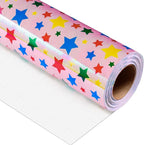 Burymento Holographic Pink Star Gift Wrapping Paper for Birthday, Valentines, Mothers day, Graduation, Wedding, Fathers day, Baby Shower, Christmas (17in x 32.8ft)