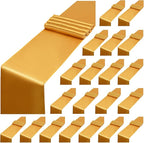 20 Pack Gold Satin Table Runner,12 x 108 inch Long Premium Smooth Gold Table Runners for Wedding, Banquets, Birthday, Party, Engagements,Table Runners fit Rectangle and Round Table