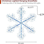 30’’ Christmas Snowflake Lights Outdoor, Pre-lit 240Pcs Blue LEDs Hanging Blue Snowflake Decoration for Home Indoor Outdoor Window Silhouette