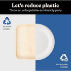 Luxe Designs Palm Leaf Plate - Eco-Friendly Disposable Dinnerware - Heavy-Duty Compostable & Biodegradable - Microwave & Oven Safe - 8" Set of 50
