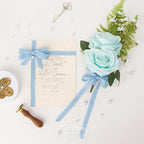 Ribbli 3 Rolls Blue Ribbon 5/8 Inch x 18Yards Light Blue Baby Blue Dusty Blue Handmade Cotton Frayed Fringe Ribbons for Gift Wrapping Wedding Invites Bridal Bouquets Baby Shower DIY Crafts Home Decor