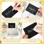 TecUnite 12 Pcs Mini Chalkboard Signs, 4"x3" Small Chalkboard Label with Metal Stand 2 Water Based Chalk for Food Buffet Tabletop Blackboard Sign for Party Bakery(Silver,8.7 x 2.8 in)