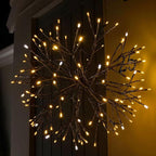 Christmas led Sparkle Ball Hanging Outdoor décorations -Haning Twig Ball,Snowflake Ornament Lights Indoor Outdoor Festive Holiday Décor 24Inch (Warm White)