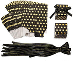 AWELL Black Gift Candy Box with Gold Dots Bulk 2x2x2 inches with Ribbon Party Favor Box, Gold Dots,Pack of 50