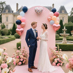 Ledido Wedding Arch Backdrop Cover 6FT 7.2FT Arch Covers 2Set Fitted Stretchy Spandex Round Top Stand Backdrop Cover for Wedding Banquet Ceremony Birthday Party Baby Shower Event Decoration,Pink